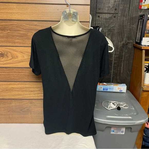 Express one eleven black top size small deep mesh v front and back - Picture 3 of 9